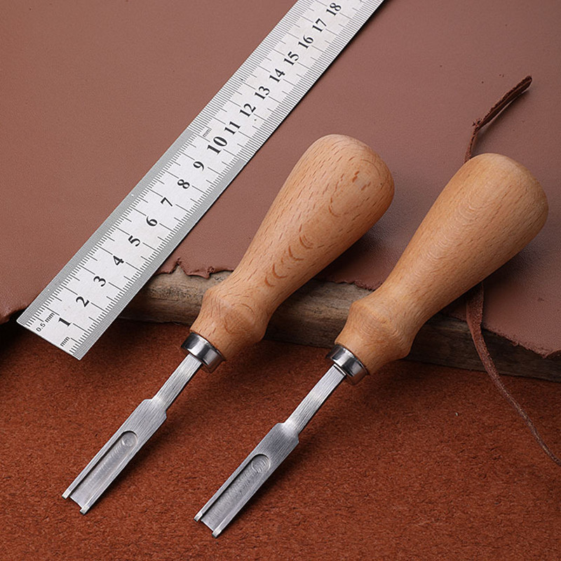 Skiver Leather Thin - Leather EDGE skiver beveler, ขอบกว้างพร้อมด้ามไม้, หนัง