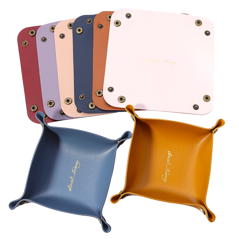 Leather Workbench - 1 PC PU หนังกล่องเก็บสีสันพับเดสก์ท็อปถาดตารางพับจัดเก็บสําหรับเครื่องประดับโทรศัพท์กระเป๋าสตางค์เหรียญ