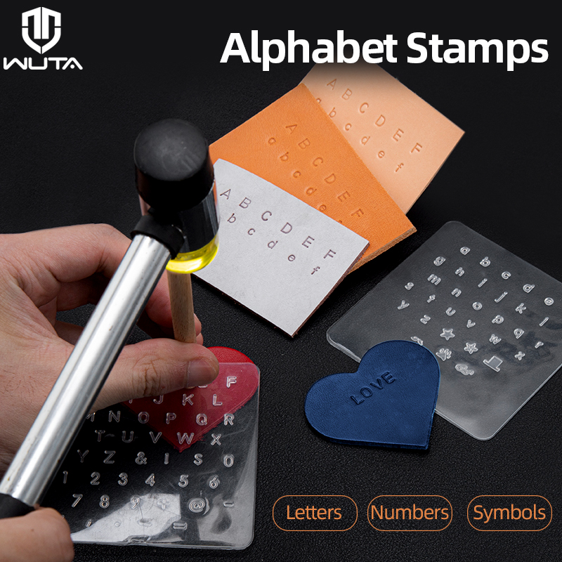 Leather Stamp Set - WUTA 3 ชิ้นหนังปั๊ม Capital ตัวพิมพ์เล็กตัวอักษรตัวเลขชุดแสตมป์พลาสติกตัวอักษรชื่อโลโก้เครื่องมือสําหรับหนังกระดาษยาง