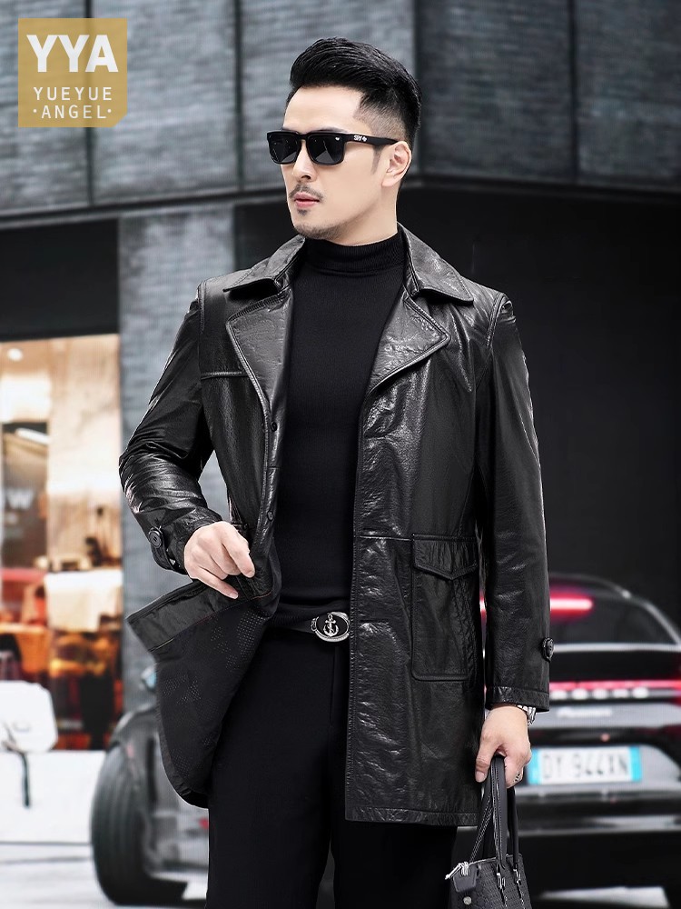 Leather Work Jacket Mens - ผู้ชายหรูหราธุรกิจ SLIM FIT น้ํามันขี้ผึ้ง Cowhide แจ็คเก็ตเดี่ยว