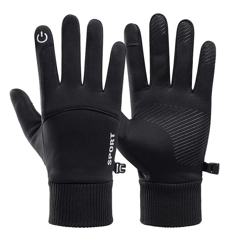 Leather Work Winter Gloves - ถุงมือหน้าหนาวแบบสัมผัสหน้าจอได้ ป้องกันน้ำ ป้องกันลม บุด้วยขนแกะ เหมาะสำหรับปั่นจักรยาน เล่นสกี