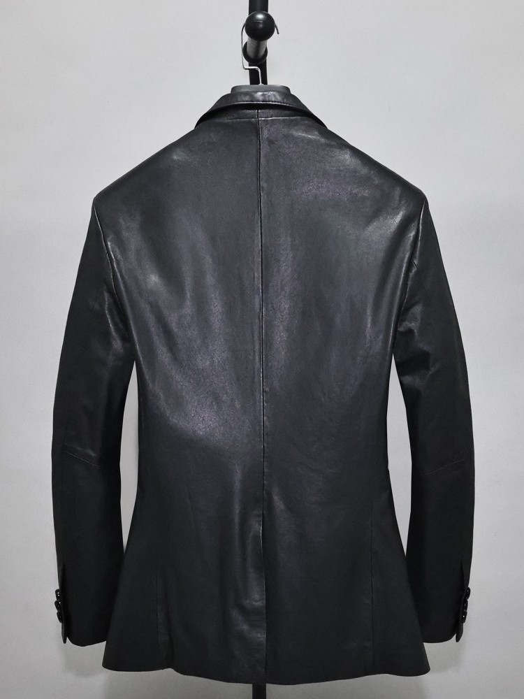 เสื้อเบลเซอร์หนังแท้ทรงเข้ารูป - Leather Work Jacket Mens บทวิจารณ์และราคา