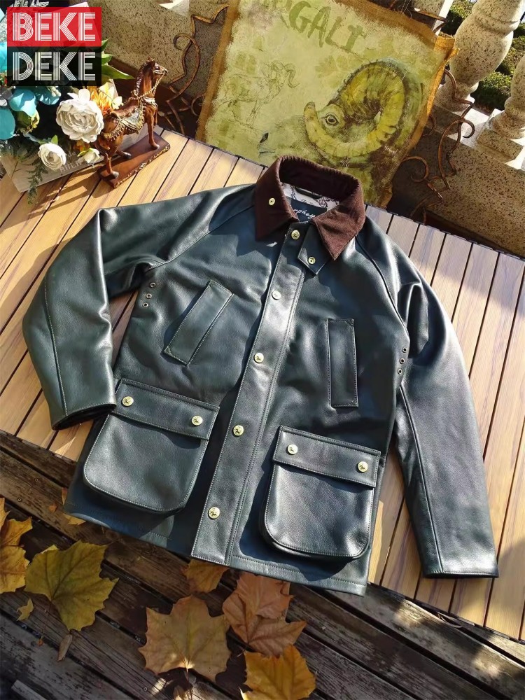 บุรุษเสื้อหนังวัวแท้เสื้อล่าสั - Leather Work Jacket Mens บทวิจารณ์และราคา