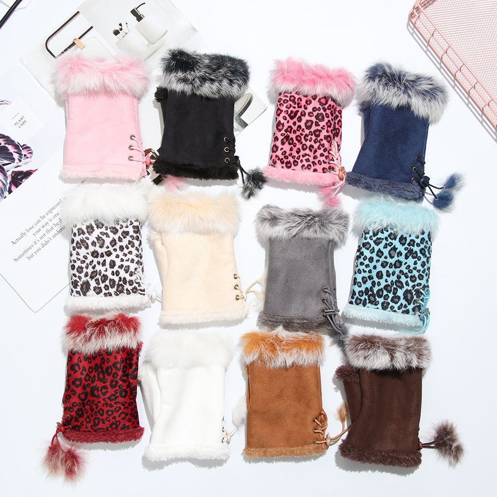 1คู่ใหม่แฟชั่น Faux กระต่ายผมถ - Leather Work Winter Gloves บทวิจารณ์และราคา