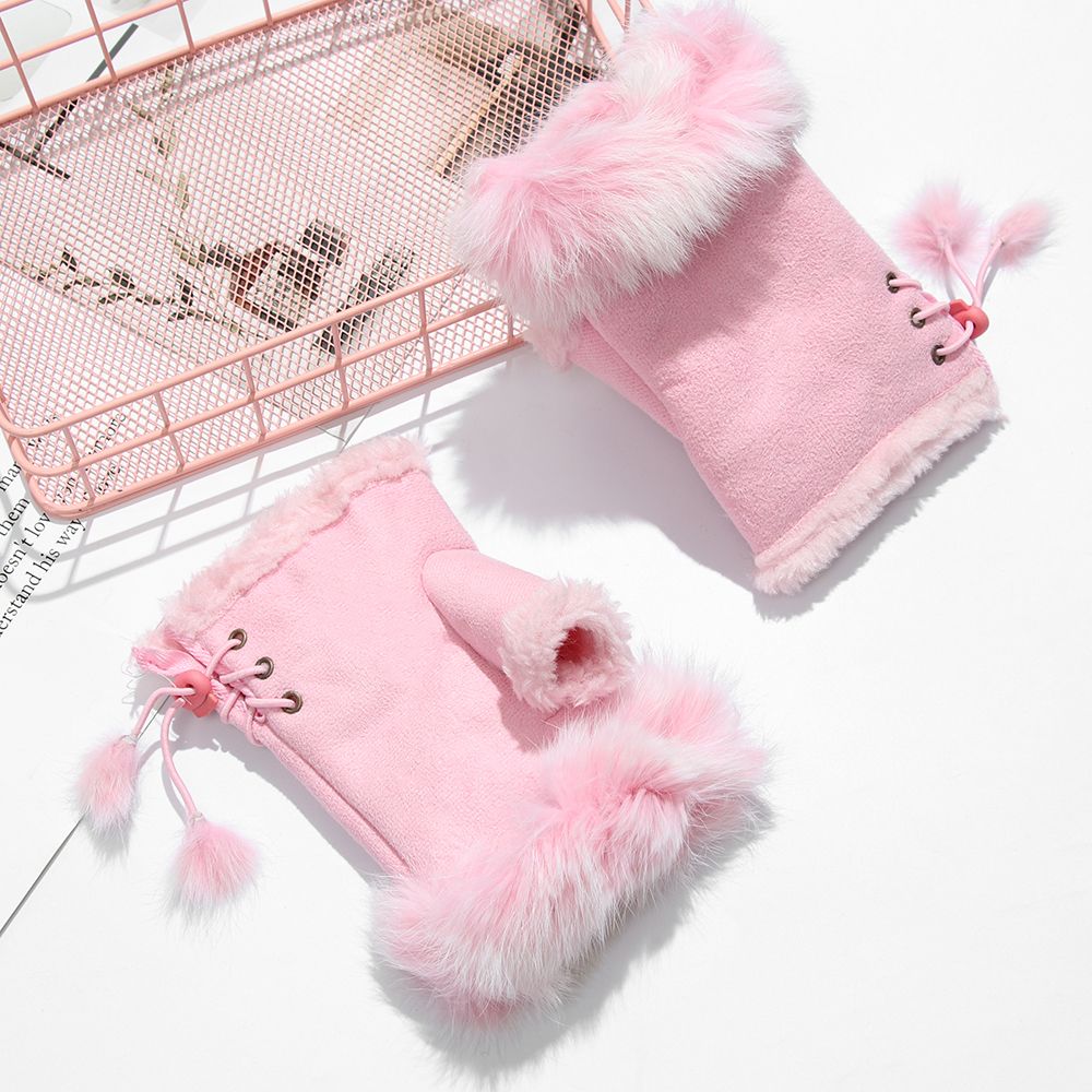 1คู่ใหม่แฟชั่น Faux กระต่ายผมถ - Leather Work Winter Gloves บทวิจารณ์และราคา