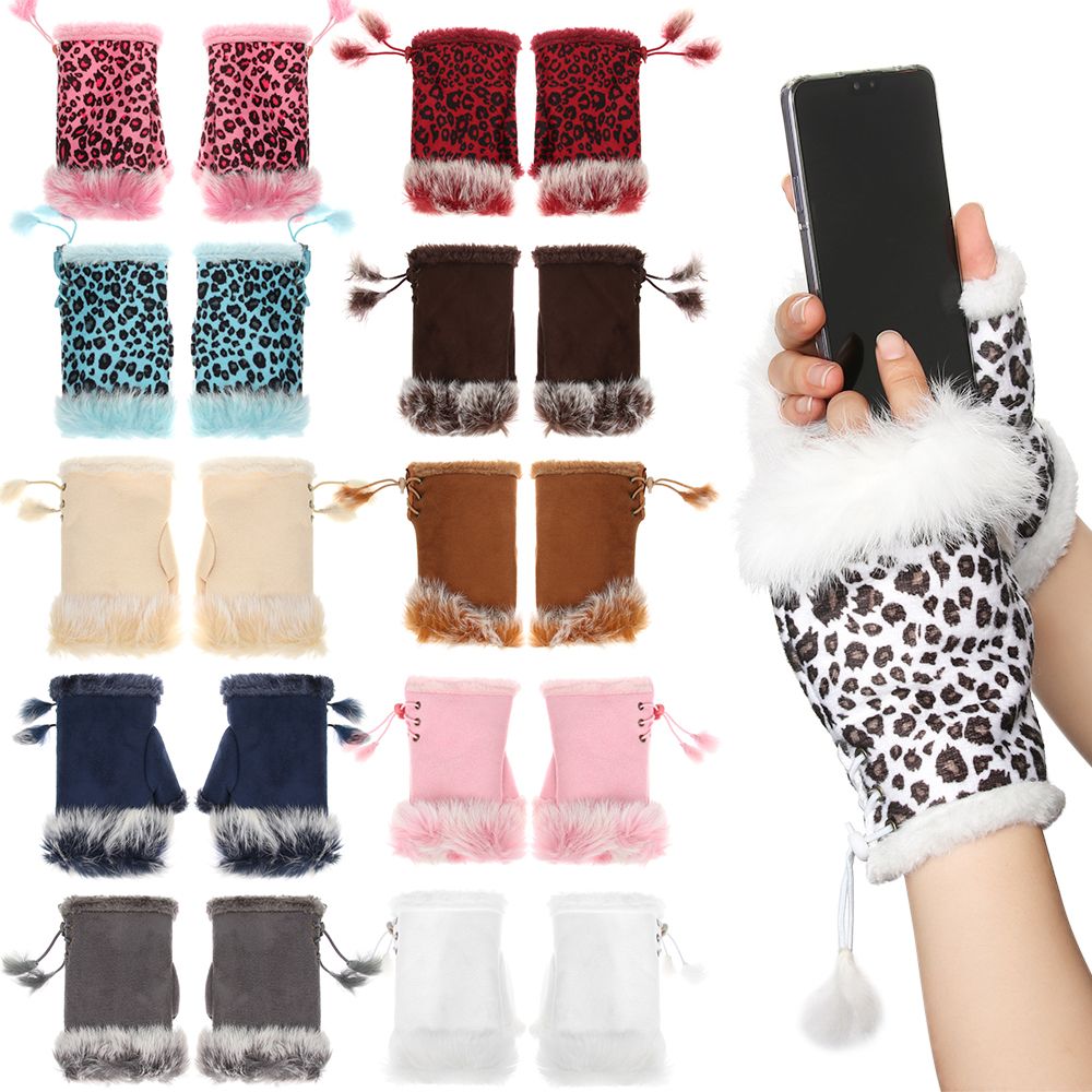 1คู่ใหม่แฟชั่น Faux กระต่ายผมถ - Leather Work Winter Gloves บทวิจารณ์และราคา