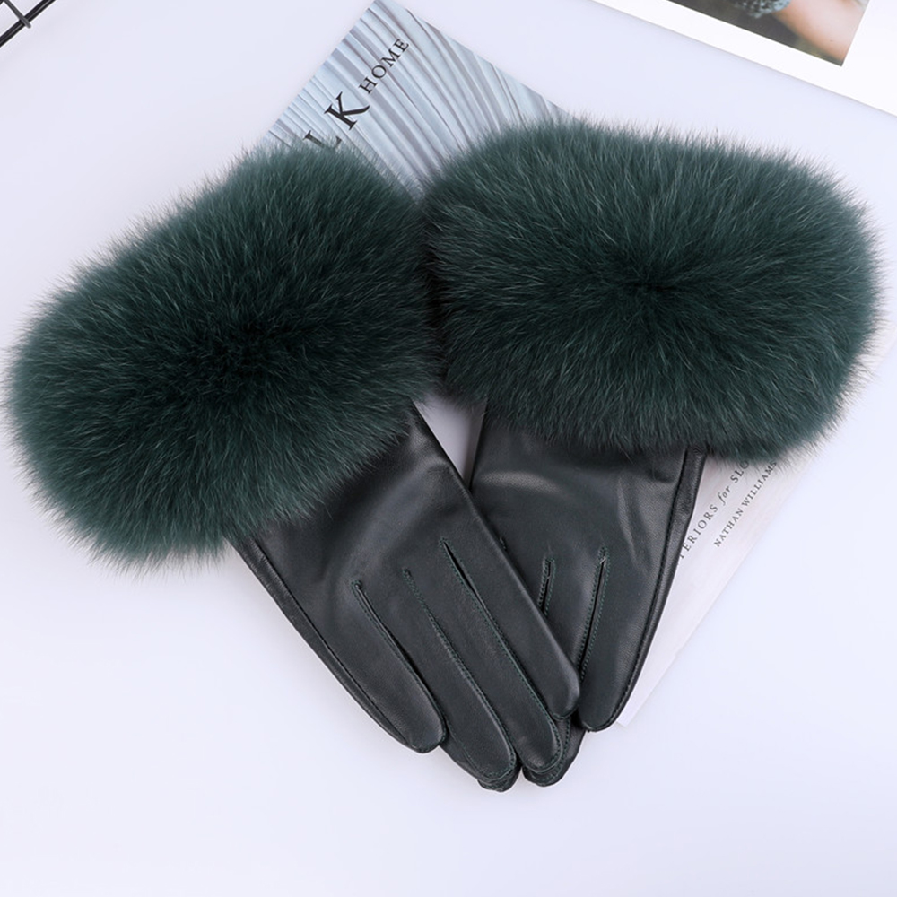 Sheepskin ขนสุนัขจิ้งจอกธรรมชา - Leather Work Winter Gloves บทวิจารณ์และราคา