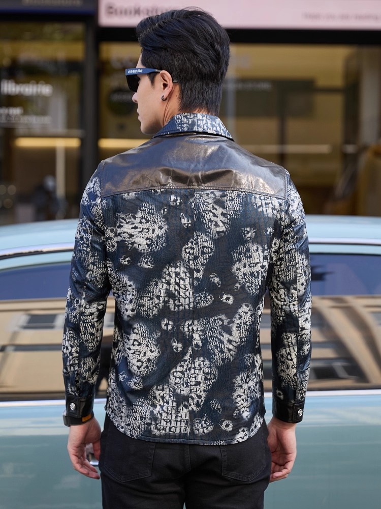เสื้อแจ็คเก็ตหนังแกะแท้พิมพ์ลา - Leather Work Jacket Mens บทวิจารณ์และราคา