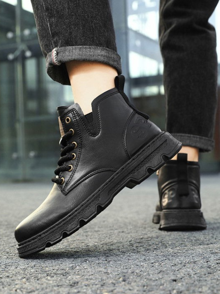 ​ รองเท้าบูทหนังหุ้มข้อสูงแบบม - Leather Work Boots บทวิจารณ์และราคา
