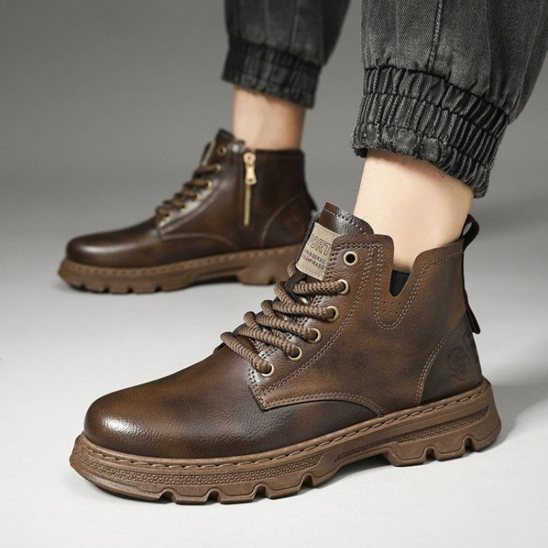 ​ รองเท้าบูทหนังหุ้มข้อสูงแบบม - Leather Work Boots บทวิจารณ์และราคา