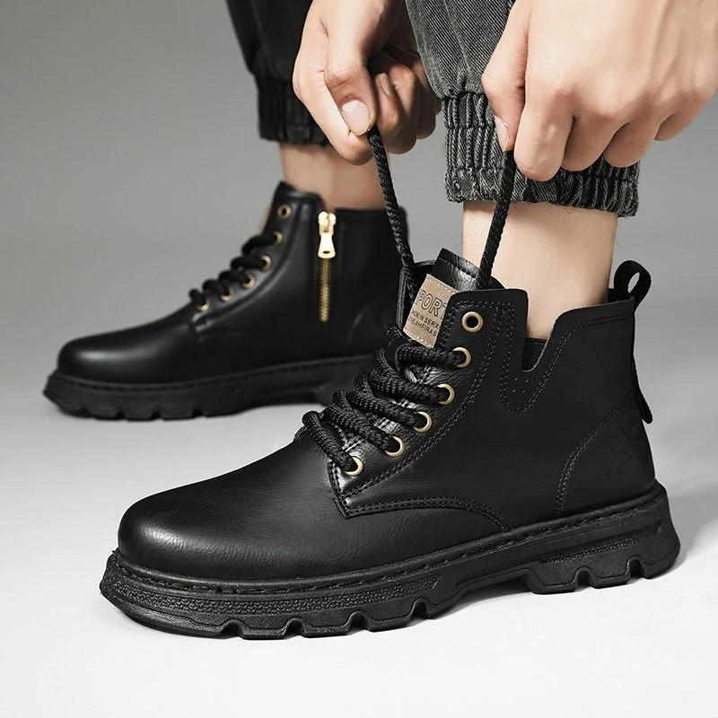 ​ รองเท้าบูทหนังหุ้มข้อสูงแบบม - Leather Work Boots บทวิจารณ์และราคา