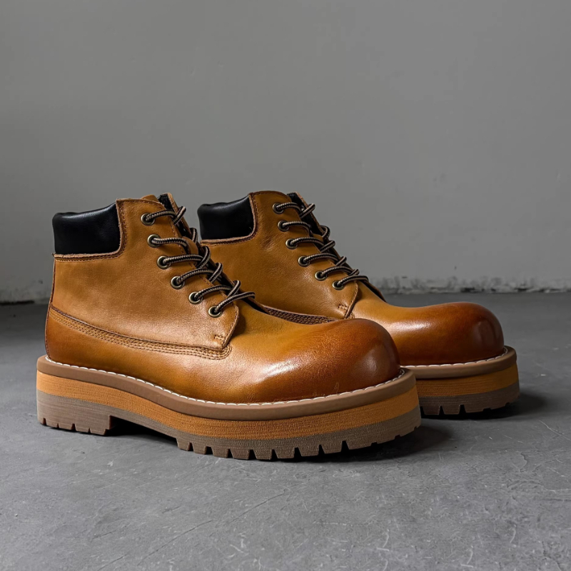 รองเท้าบูทข้อเท้าผู้ชายสไตล์อั - Leather Work Boots บทวิจารณ์และราคา