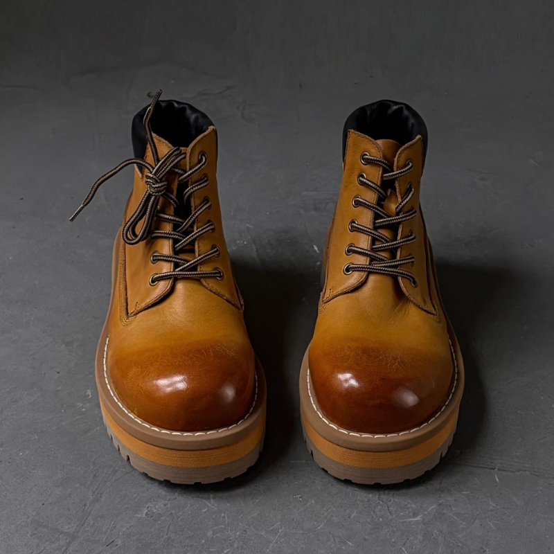 รองเท้าบูทข้อเท้าผู้ชายสไตล์อั - Leather Work Boots บทวิจารณ์และราคา