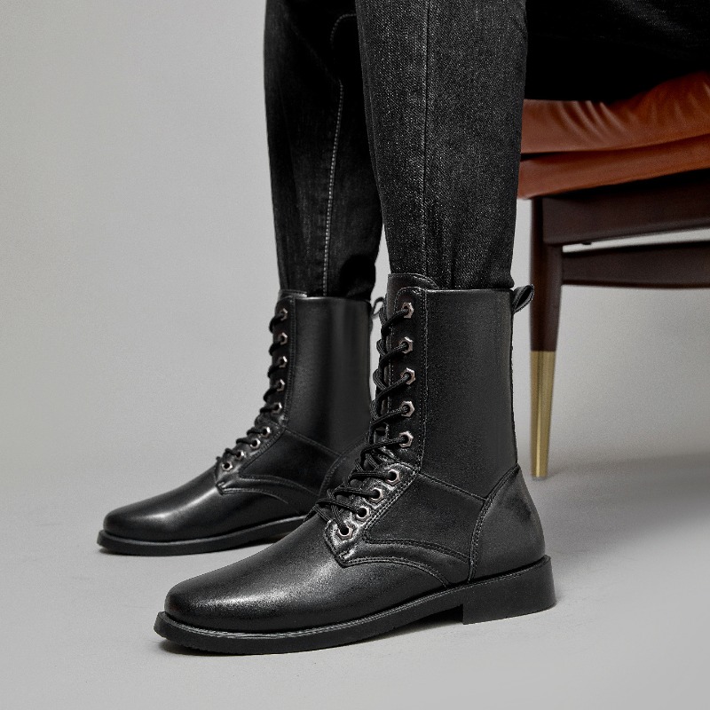 รองเท้าบูทหนังหุ้มข้อสูง รองเท - Leather Work Boots บทวิจารณ์และราคา