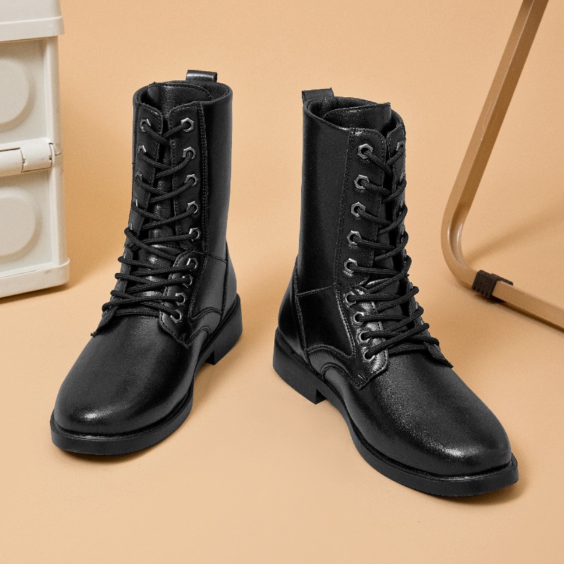 รองเท้าบูทหนังหุ้มข้อสูง รองเท - Leather Work Boots บทวิจารณ์และราคา