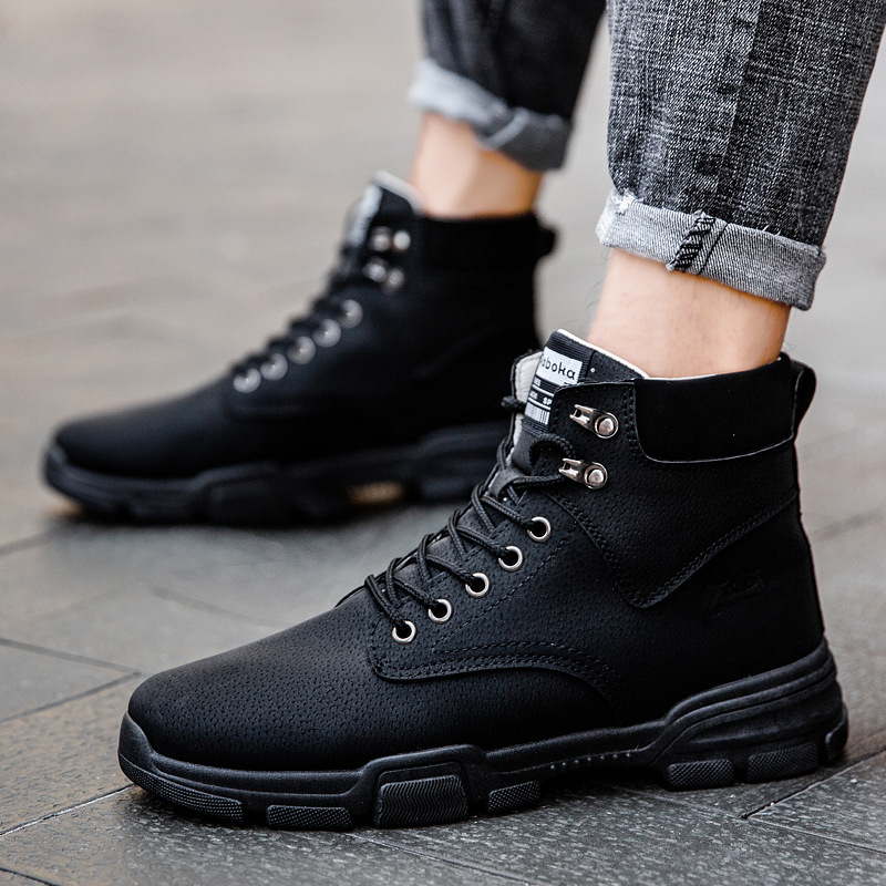 รองเท้าบูทหนังผู้ชายแบบใหม่ ระ - Leather Work Boots บทวิจารณ์และราคา