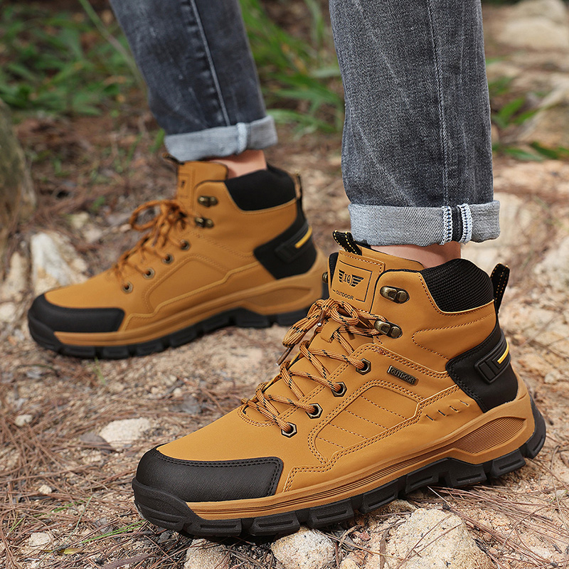 ฤดูใบไม้ร่วงใหม่ผู้ชายรองเท้าแ - Leather Work Boots บทวิจารณ์และราคา