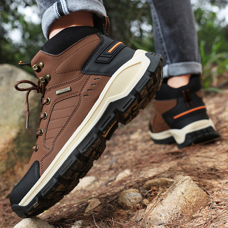 ฤดูใบไม้ร่วงใหม่ผู้ชายรองเท้าแ - Leather Work Boots บทวิจารณ์และราคา