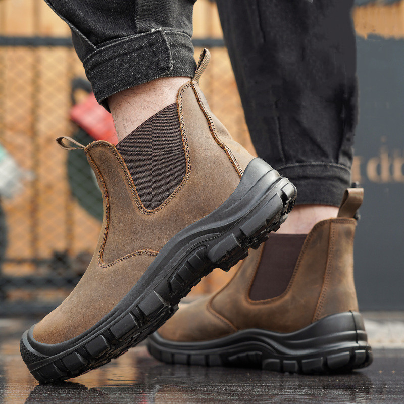 ผู้ชายขนาดใหญ่แฟชั่น Steel Toe - Leather Work Boots บทวิจารณ์และราคา