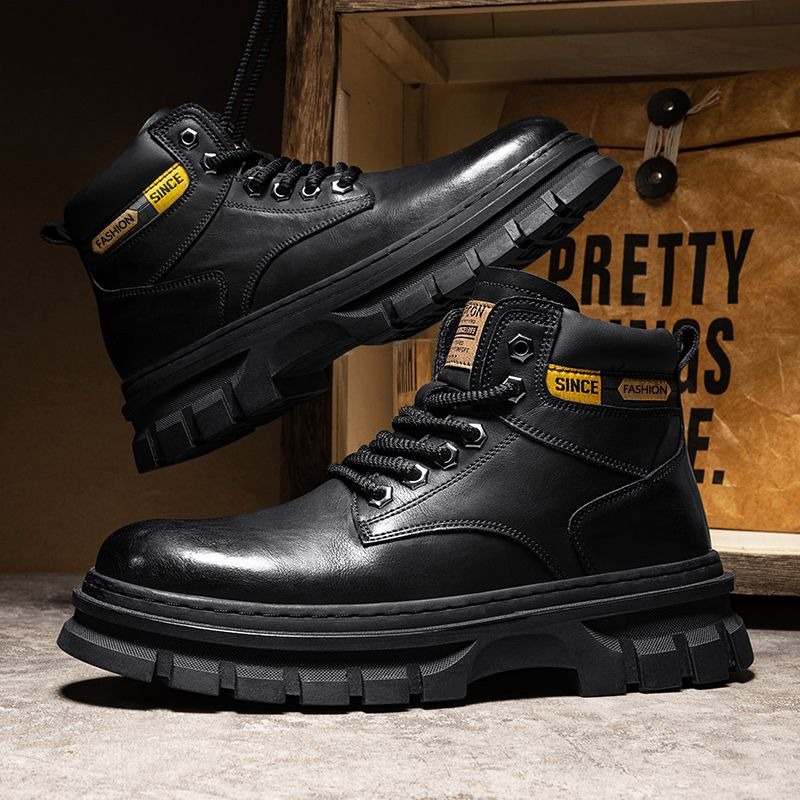 Vintage Men Platformข้อเท้ารอง - Leather Work Boots บทวิจารณ์และราคา
