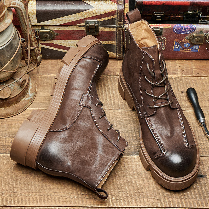 รองเท้าบูทผู้ชายสไตล์อังกฤษ หน - Leather Work Boots บทวิจารณ์และราคา