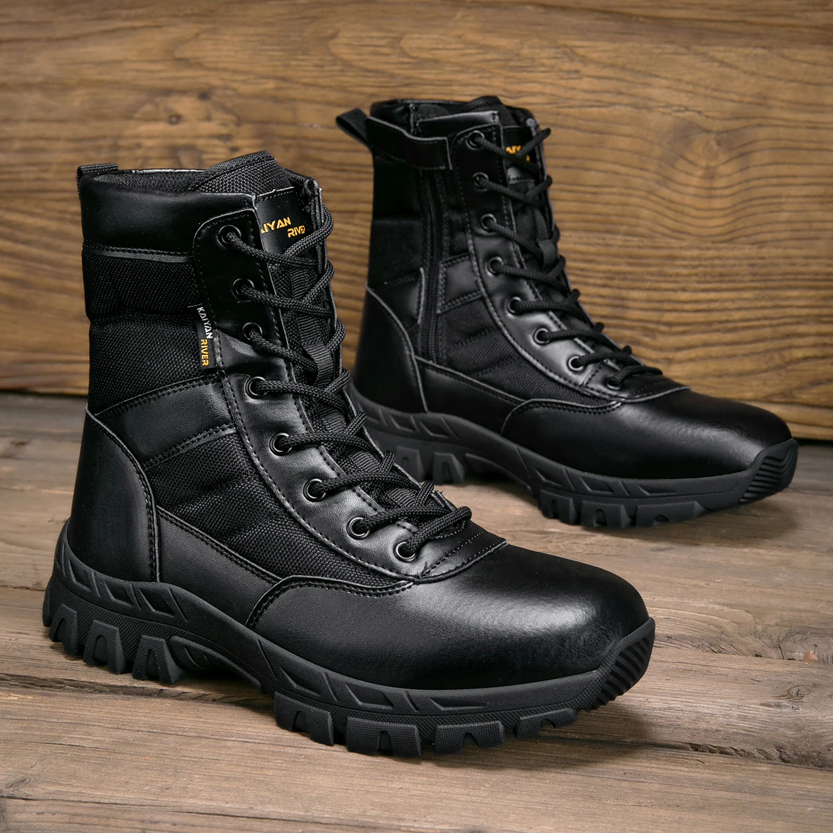 รองเท้าเดินป่ากลางแจ้งสำหรับผู - Leather Work Boots บทวิจารณ์และราคา