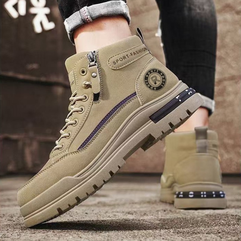 รองเท้าบูทหุ้มข้อผู้ชายสไตล์เร - Leather Work Boots บทวิจารณ์และราคา