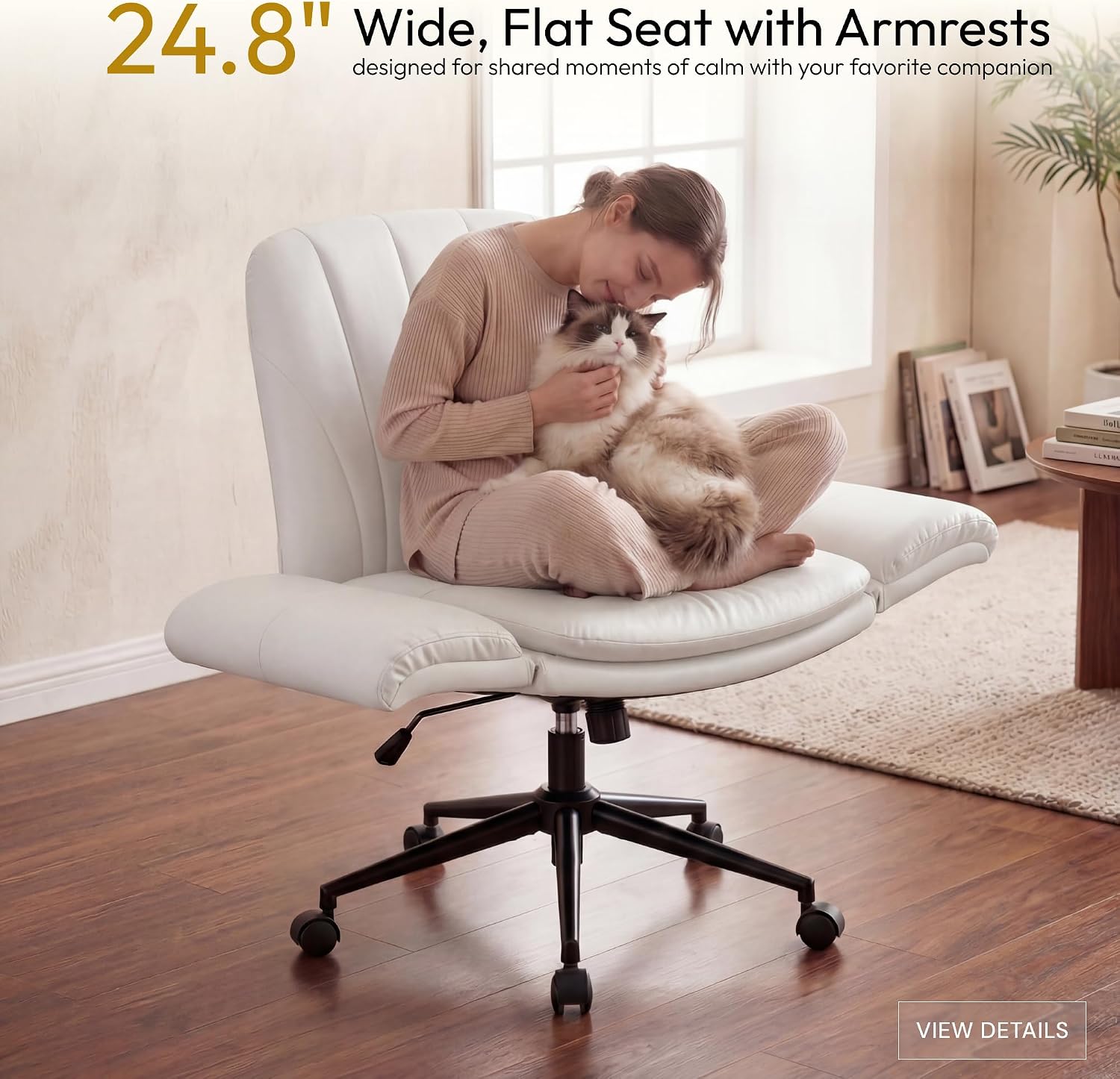 เก้าอี้หมุนหนัง PU สีเบจ ขาไขว - Leatherworking Leveling บทวิจารณ์และราคา