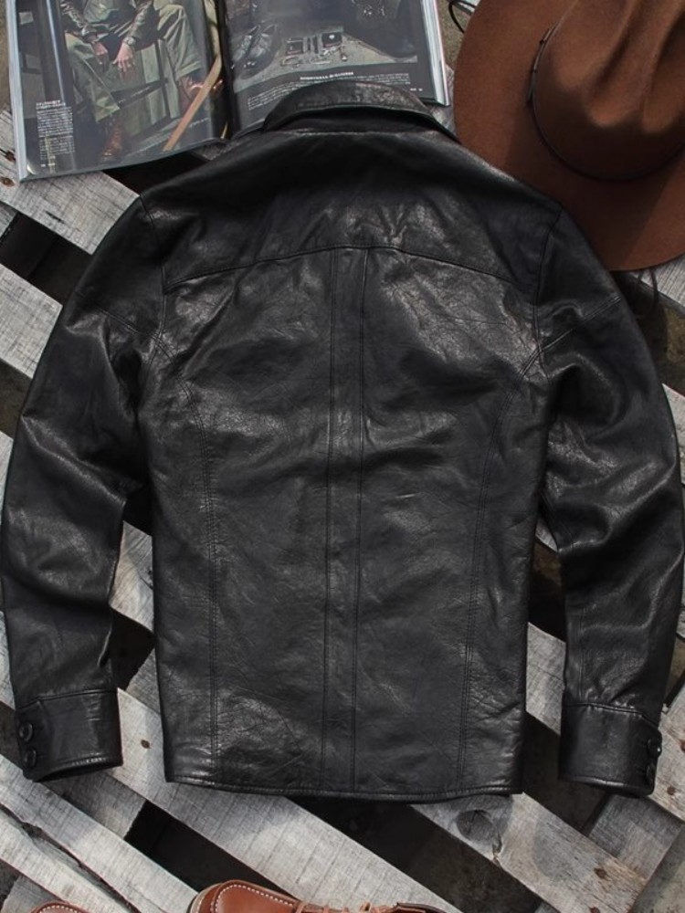 แจ็คเก็ตหนังแท้สไตล์พังก์สำหรั - Leather Work Jacket Mens บทวิจารณ์และราคา