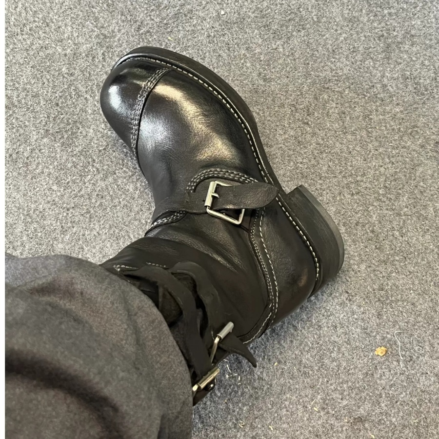 รองเท้าบูทหนังสีดำสไตล์วินเทจส - Leather Work Boots บทวิจารณ์และราคา