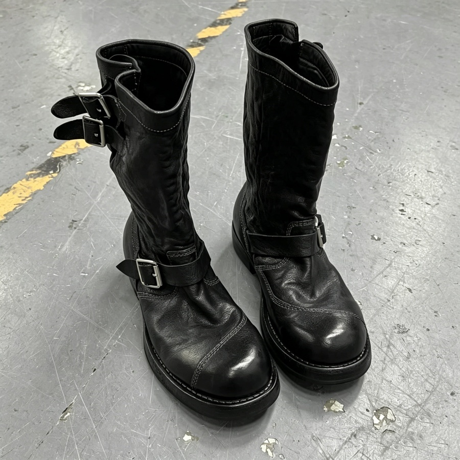 รองเท้าบูทหนังสีดำสไตล์วินเทจส - Leather Work Boots บทวิจารณ์และราคา