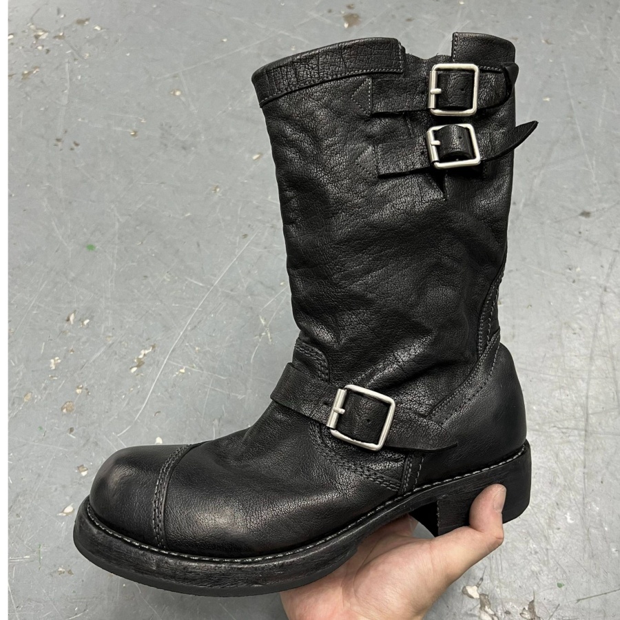 รองเท้าบูทหนังสีดำสไตล์วินเทจส - Leather Work Boots บทวิจารณ์และราคา