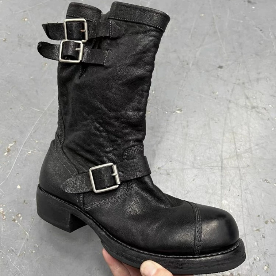 รองเท้าบูทหนังสีดำสไตล์วินเทจส - Leather Work Boots บทวิจารณ์และราคา