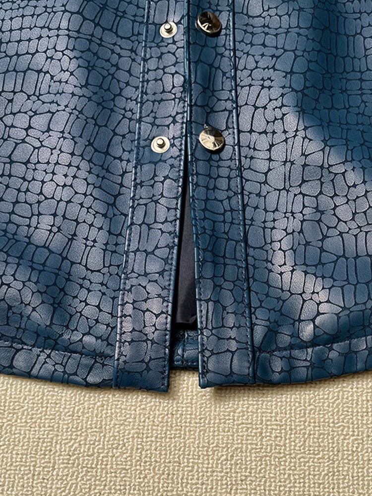 เสื้อแจ็คเก็ตหนังแกะแท้ลายจระเ - Leather Work Jacket Mens บทวิจารณ์และราคา