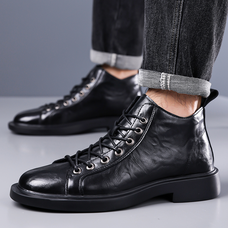 รองเท้าบูทหนังทรงกลางสไตล์เรโท - Leather Work Boots บทวิจารณ์และราคา