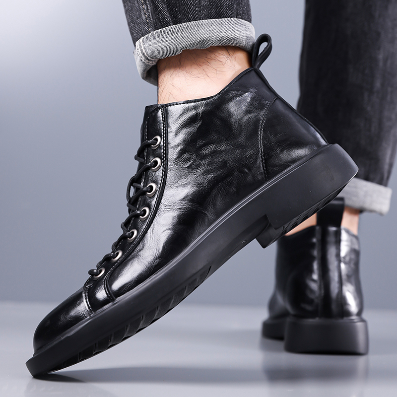 รองเท้าบูทหนังทรงกลางสไตล์เรโท - Leather Work Boots บทวิจารณ์และราคา