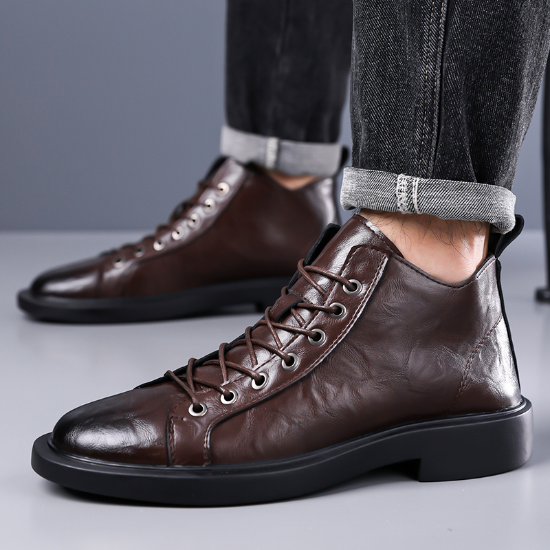 รองเท้าบูทหนังทรงกลางสไตล์เรโท - Leather Work Boots บทวิจารณ์และราคา