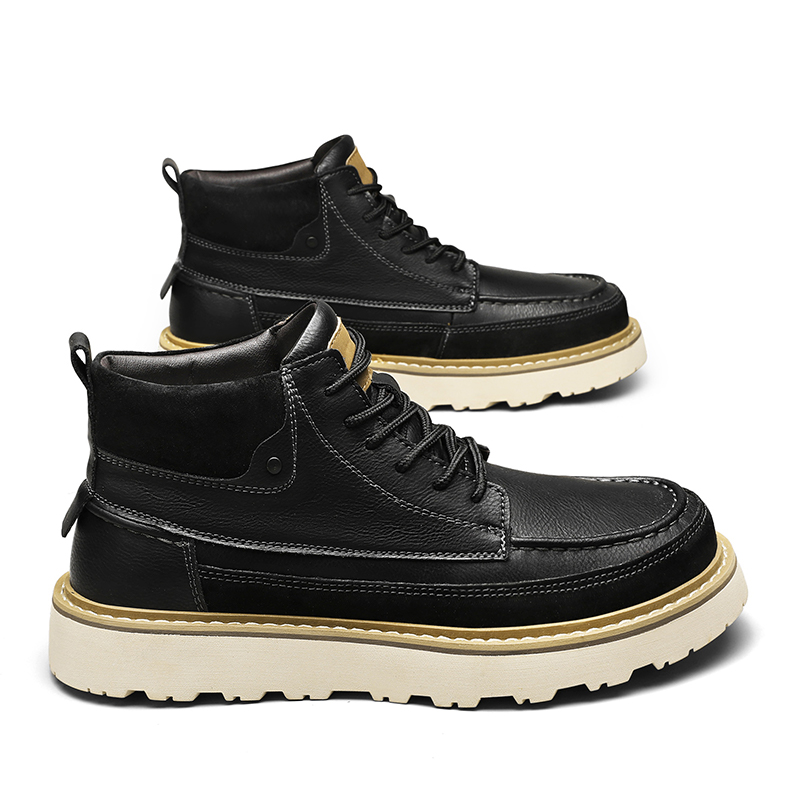 รองเท้าบูทข้อสูงบุขนแกะสีน้ำตา - Leather Work Boots บทวิจารณ์และราคา