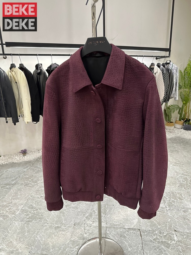 เสื้อแจ็คเก็ตหนังแกะลายจระเข้ส - Leather Work Jacket Mens บทวิจารณ์และราคา